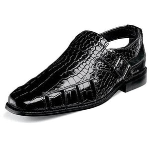 Men Casual Crocodile Print Leather Fisherman Sandals - Libiyi
