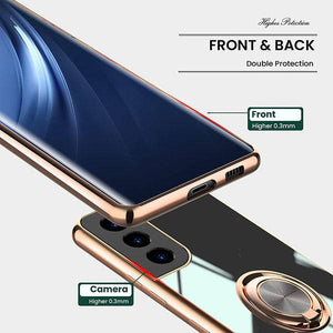 Shiny Plating Built-in Finger Ring Case For Samsung S21 - Libiyi