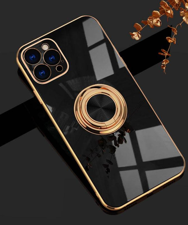 Shiny Plating Built-in Finger Ring Case For iPhone - Libiyi