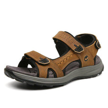 Laden Sie das Bild in den Galerie-Viewer, Libiyi Men Comfy Cowhide Leather Opened Toe Hook Loop Outdoor Sport Sandals - Libiyi