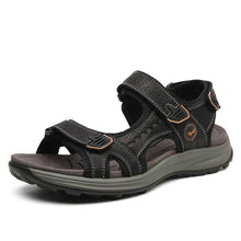 Cargar imagen en el visor de la galería, Libiyi Men Comfy Cowhide Leather Opened Toe Hook Loop Outdoor Sport Sandals - Libiyi