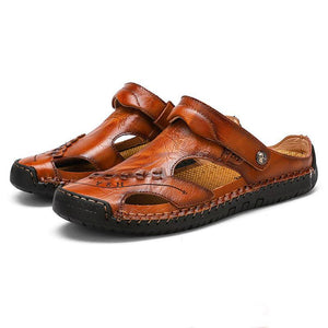 Libiyi Men's Casual Breathable Handmade Leather Sandals - Libiyi