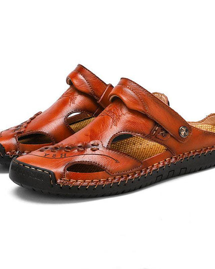 Libiyi Men's Casual Breathable Handmade Leather Sandals - Libiyi
