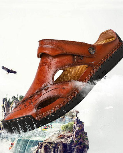 Libiyi Men's Casual Breathable Handmade Leather Sandals - Libiyi