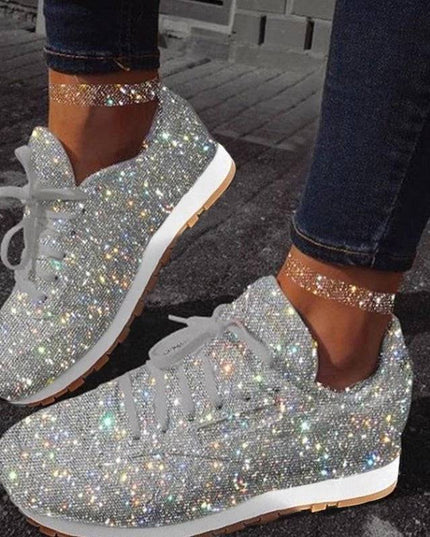 Libiyi Women Sparkle Lace-up Sneakers - Libiyi