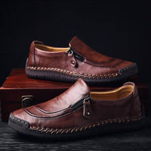 Cargar imagen en el visor de la galería, Libiyi Men Hand Stitching Zipper Slip-ons Leather Shoes - Libiyi