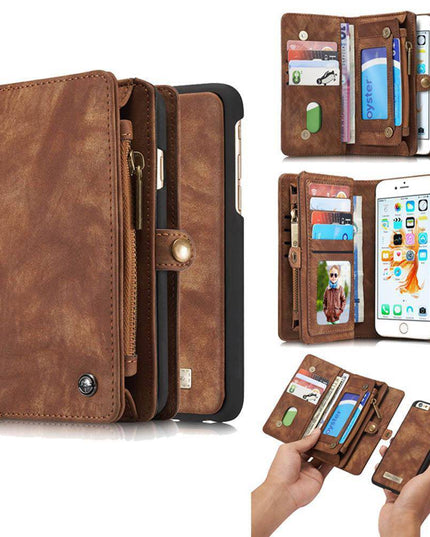 Zipper Wallet Magnetic Case Detachable 2 in 1 Cover For iPhone - Libiyi